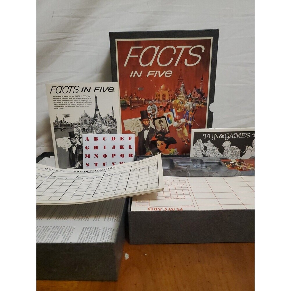 Facts In Five 1971 Board Card Game 3M Bookshelf Game Complete New In Box Vintage